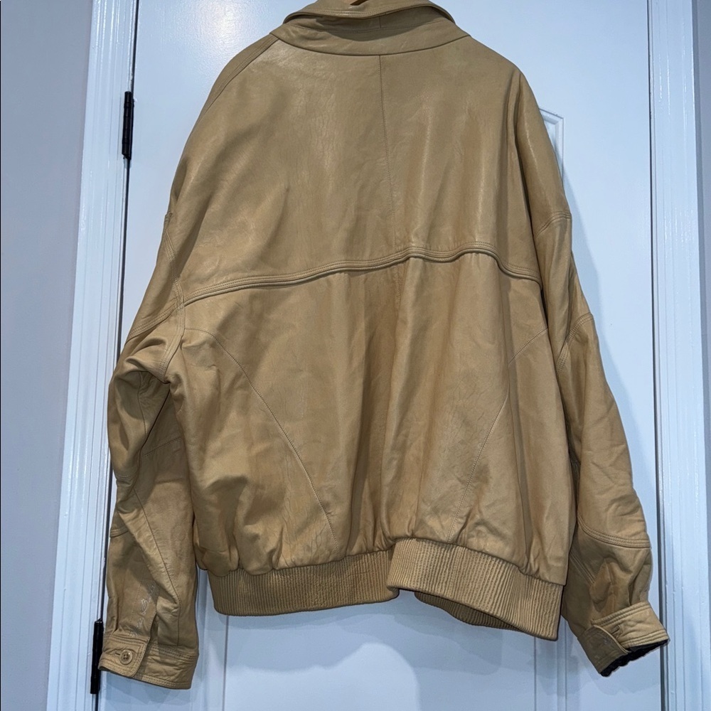 Vintage Marc Buchanan Pelle Pelle Tan 100% Leather Bomber Jckt Sz 56/46 U.S.XXL - Picture 10 of 15